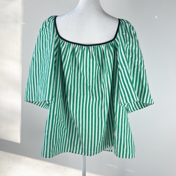 TUCKERNUCK Preppy Beachy Pomander Place Green Stripe Celia Top Relaxed Fit  XXL - Picture 5 of 8